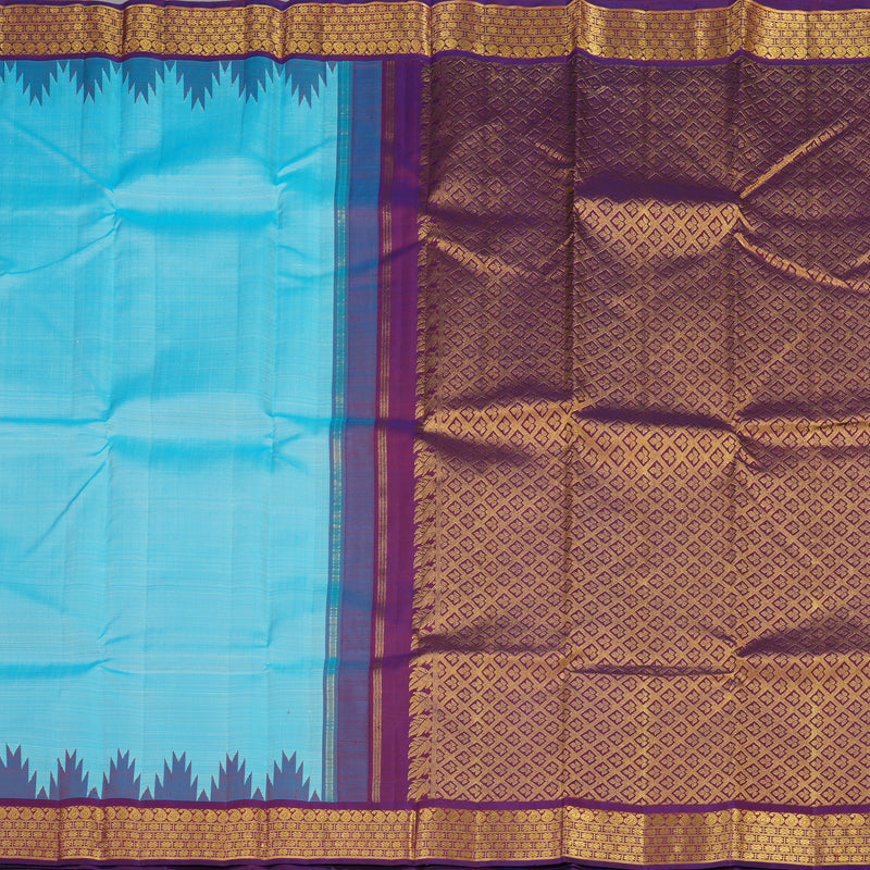Hayagrivas Handloom Pure Kanjivaram Silk Saree in Vibrant Sky Blue KBE530F4-1