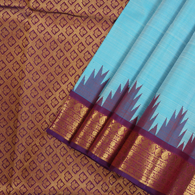 Hayagrivas Handloom Pure Kanjivaram Silk Saree in Vibrant Sky Blue KBE530F4-1