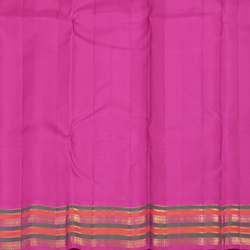 Hayagrivas Handloom Fluorescent Green Kanjivaram Silk Saree with Rani Pink border KBE541F3-2