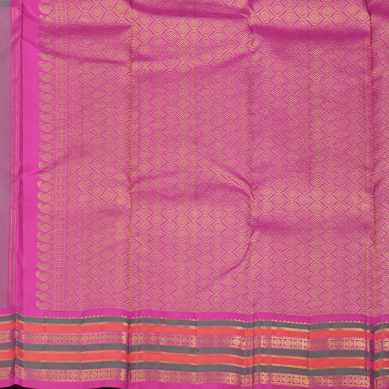 Hayagrivas Handloom Fluorescent Green Kanjivaram Silk Saree with Rani Pink border KBE541F3-2