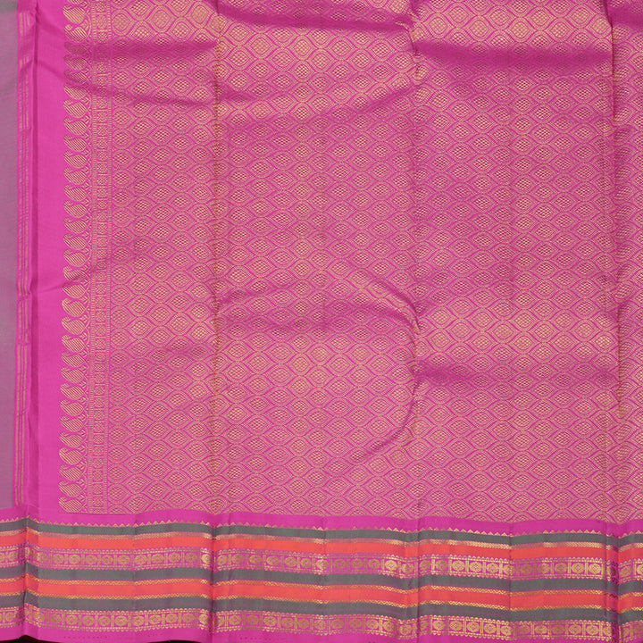 Hayagrivas Handloom Fluorescent Green Kanjivaram Silk Saree with Rani Pink border KBE541F3-2