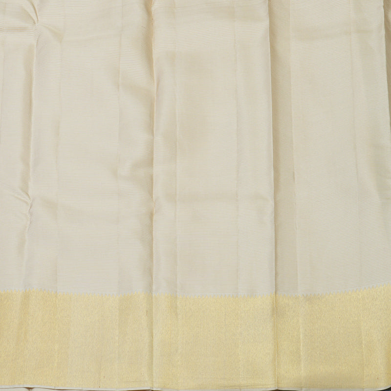 Hayagrivas Handloom Half-White Kanjivaram Silk Saree KBE542F25-1