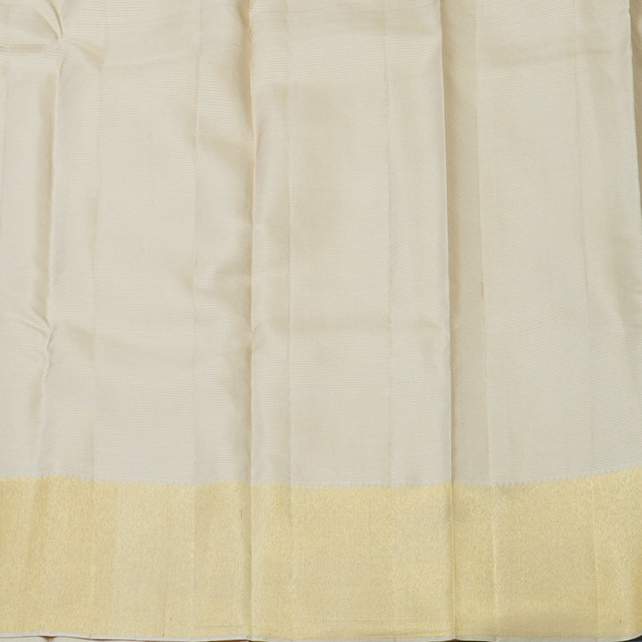 Hayagrivas Handloom Half-White Kanjivaram Silk Saree KBE542F25-1