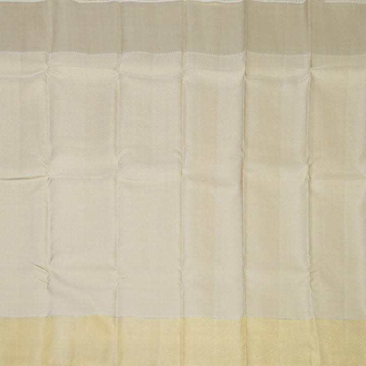 Hayagrivas Handloom Half-White Kanjivaram Silk Saree KBE542F25-1