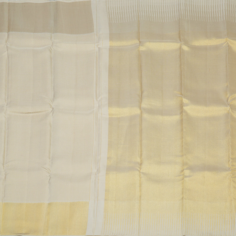 Hayagrivas Handloom Half-White Kanjivaram Silk Saree KBE542F25-1