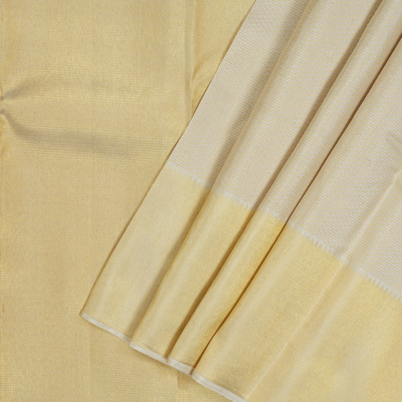 Hayagrivas Handloom Half-White Kanjivaram Silk Saree KBE542F25-1