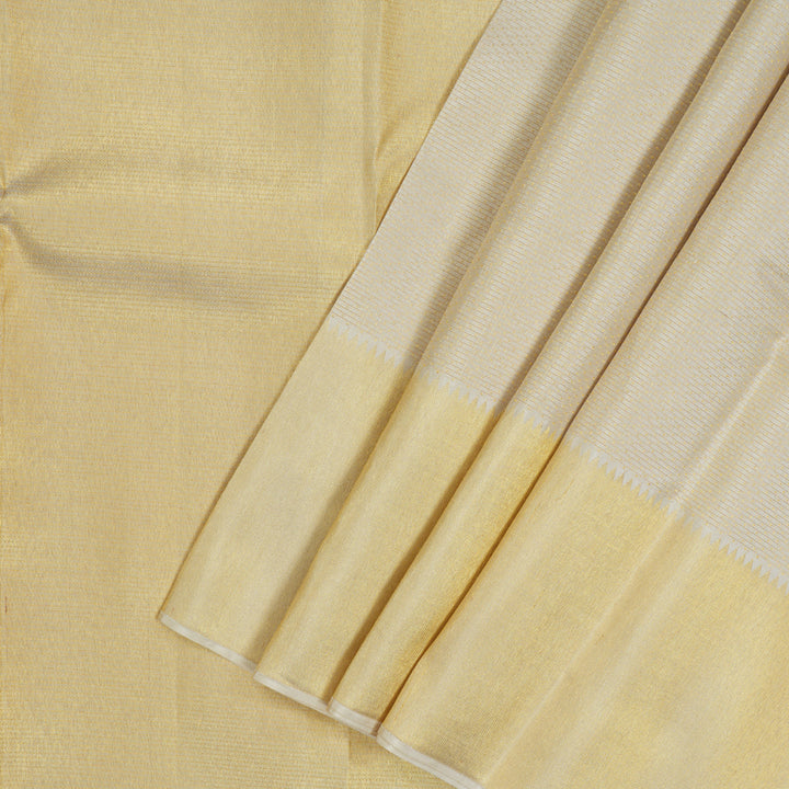 Hayagrivas Handloom Half-White Kanjivaram Silk Saree KBE542F25-1