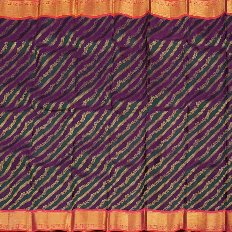 Hayagrivas Handloom Pure Kanjivaram Silk Saree in Magnificent Green With Purple KBE543F13-5