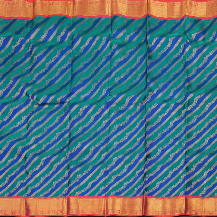 Hayagrivas Handloom Pure Kanjivaram Silk Saree in Luminous Peacock Blue KBE543F13-8