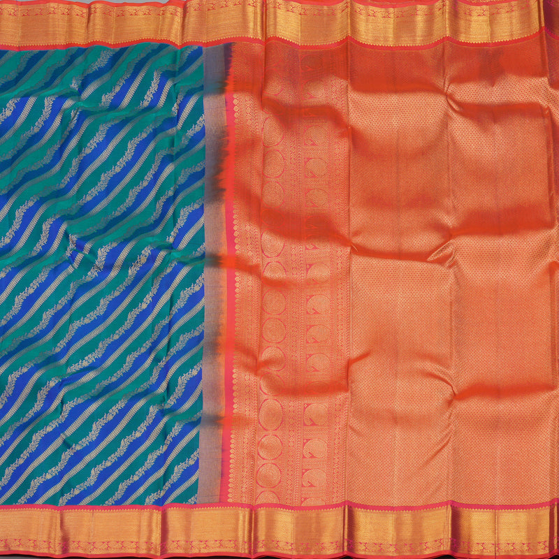 Hayagrivas Handloom Pure Kanjivaram Silk Saree in Luminous Peacock Blue KBE543F13-8