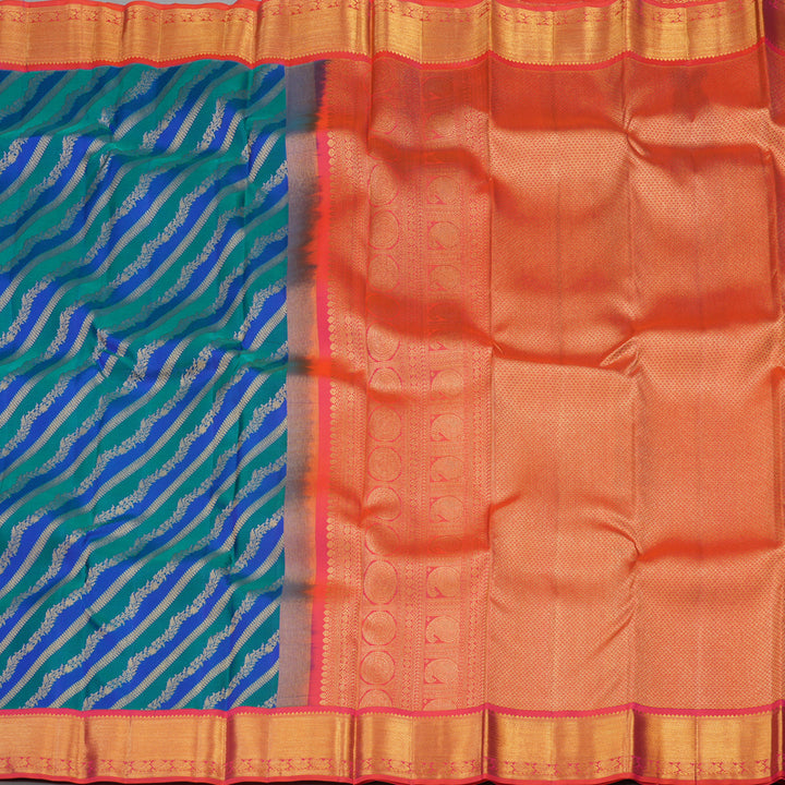 Hayagrivas Handloom Pure Kanjivaram Silk Saree in Luminous Peacock Blue KBE543F13-8