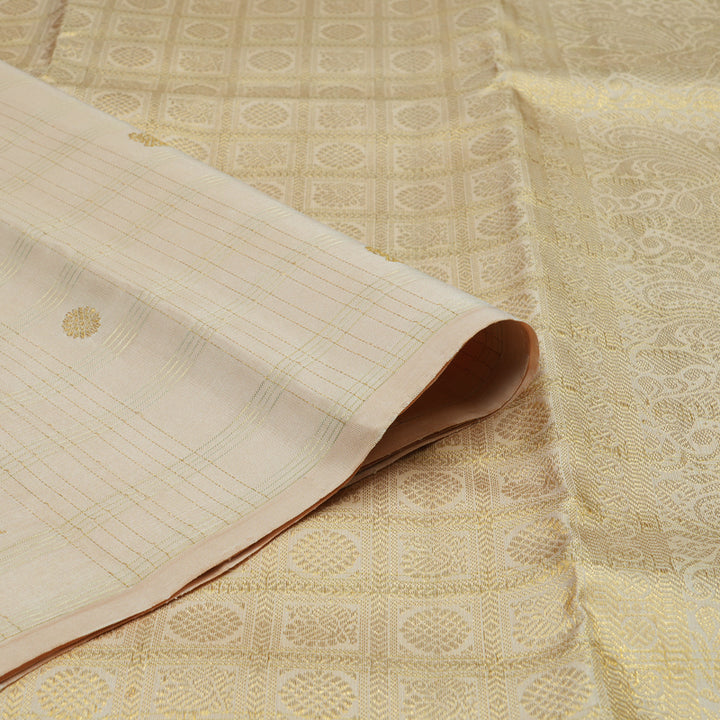 Hayagrivas Handloom Cream Kanjivaram Silk Saree KBE543F3-1