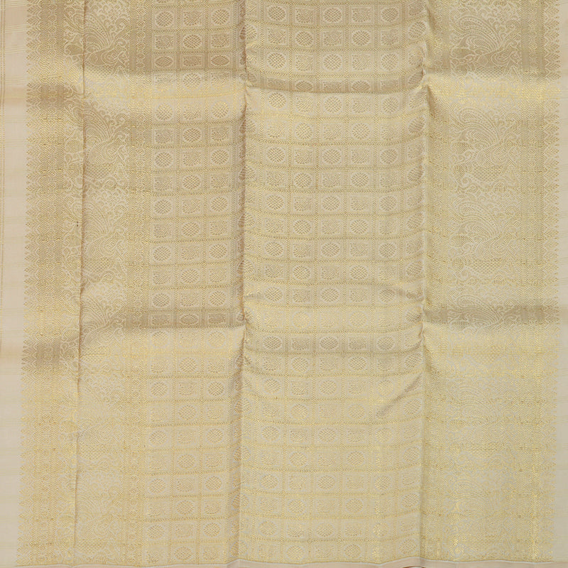 Hayagrivas Handloom Cream Kanjivaram Silk Saree KBE543F3-1