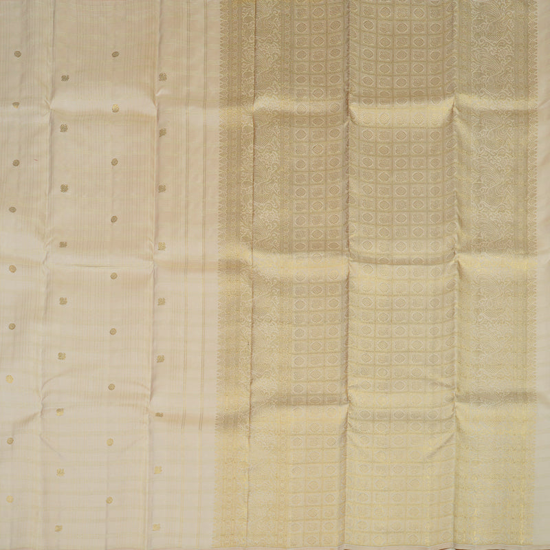 Hayagrivas Handloom Cream Kanjivaram Silk Saree KBE543F3-1