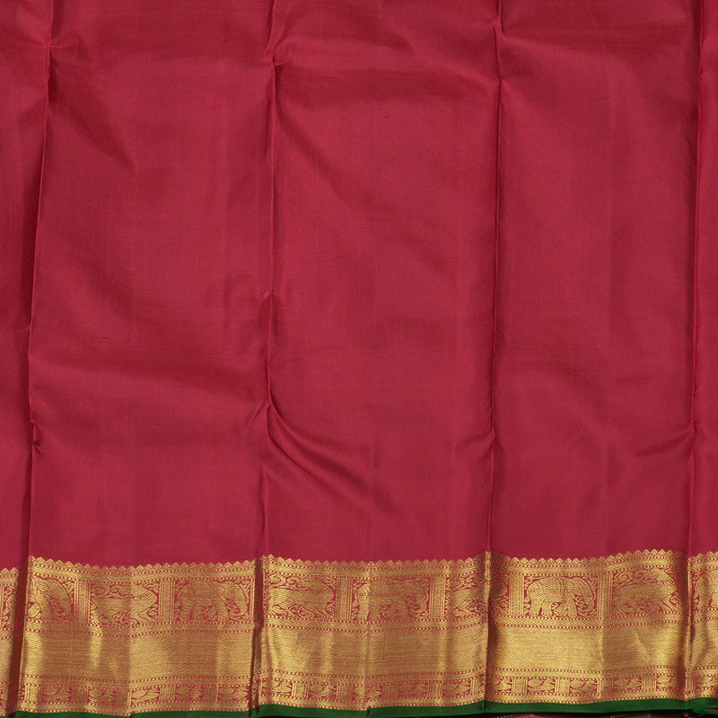 Hayagrivas Handloom Maroon Kanjivaram Silk Saree with Green Selvedge KBE545F2-1