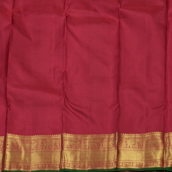 Hayagrivas Handloom Maroon Kanjivaram Silk Saree with Green Selvedge KBE545F2-1
