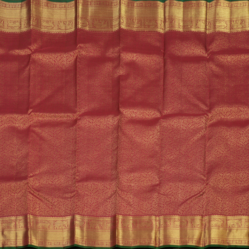 Hayagrivas Handloom Maroon Kanjivaram Silk Saree with Green Selvedge KBE545F2-1