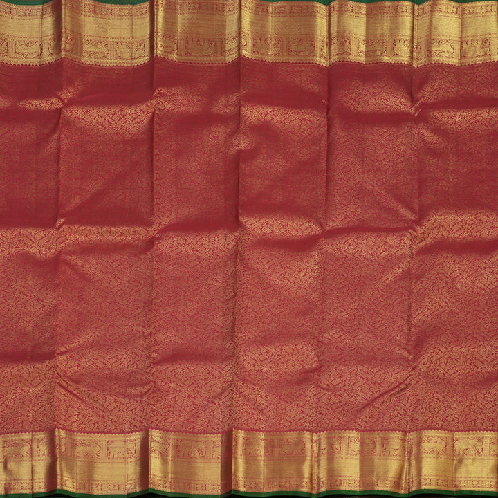Hayagrivas Handloom Maroon Kanjivaram Silk Saree with Green Selvedge KBE545F2-1