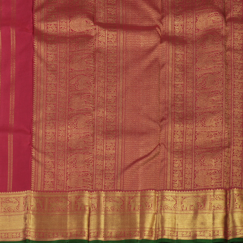 Hayagrivas Handloom Maroon Kanjivaram Silk Saree with Green Selvedge KBE545F2-1