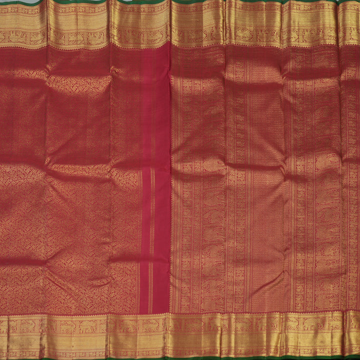 Hayagrivas Handloom Maroon Kanjivaram Silk Saree with Green Selvedge KBE545F2-1