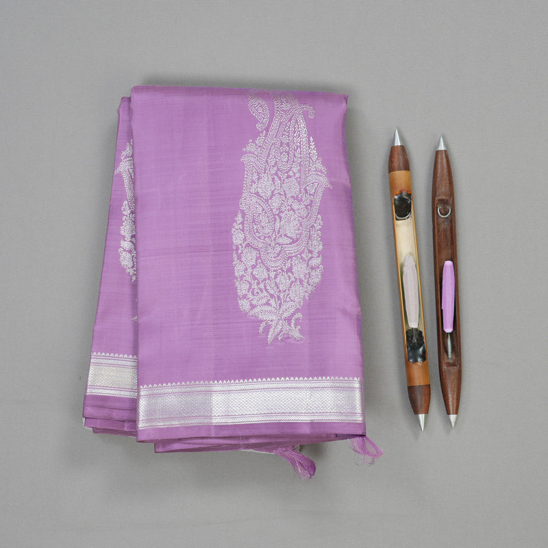 Hayagrivas Handloom Pure Kanjivaram Silk Saree in Radiant Silver Grey KBE552F15-1