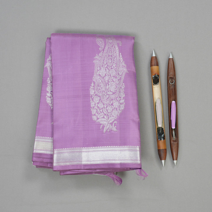 Hayagrivas Handloom Pure Kanjivaram Silk Saree in Radiant Silver Grey KBE552F15-1