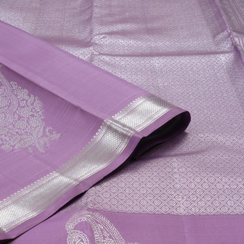 Hayagrivas Handloom Pure Kanjivaram Silk Saree in Radiant Silver Grey KBE552F15-1