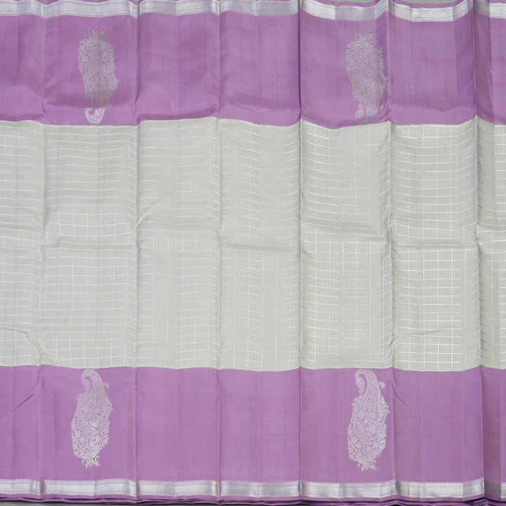 Hayagrivas Handloom Pure Kanjivaram Silk Saree in Radiant Silver Grey KBE552F15-1