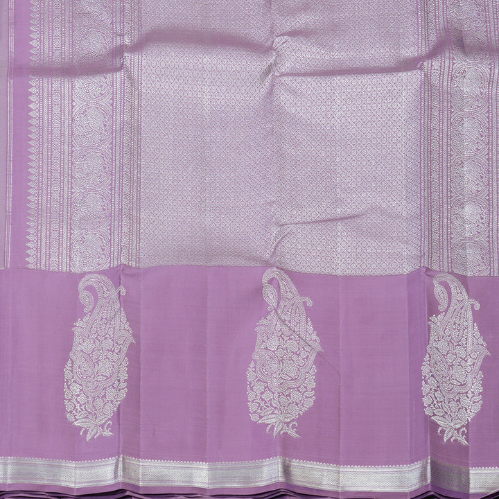 Hayagrivas Handloom Pure Kanjivaram Silk Saree in Radiant Silver Grey KBE552F15-1