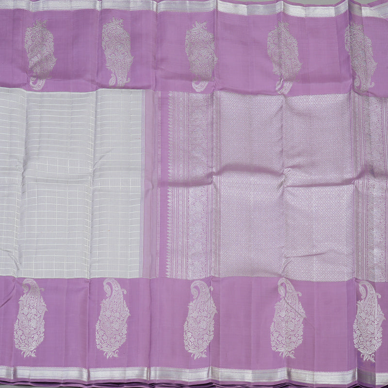 Hayagrivas Handloom Pure Kanjivaram Silk Saree in Radiant Silver Grey KBE552F15-1
