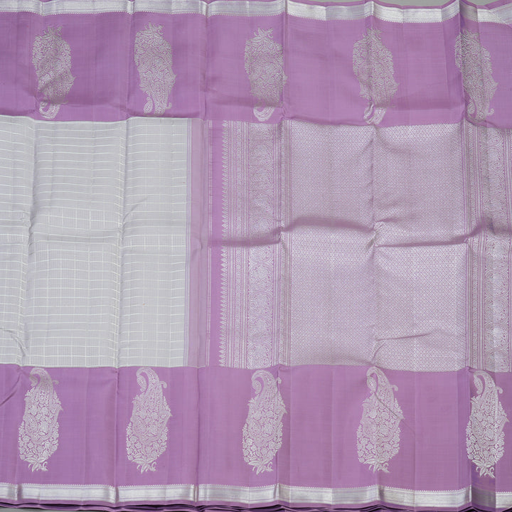 Hayagrivas Handloom Pure Kanjivaram Silk Saree in Radiant Silver Grey KBE552F15-1