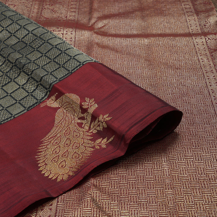 Hayagrivas Handloom Pure Kanjivaram Silk Saree in Intense Black KBE552F20-1