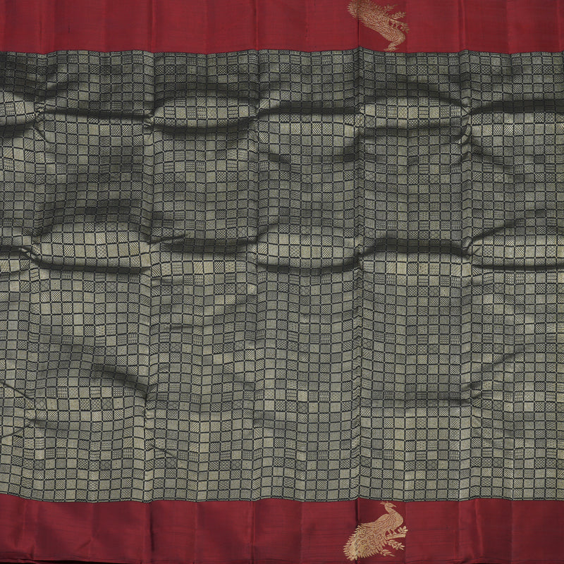 Hayagrivas Handloom Pure Kanjivaram Silk Saree in Intense Black KBE552F20-1