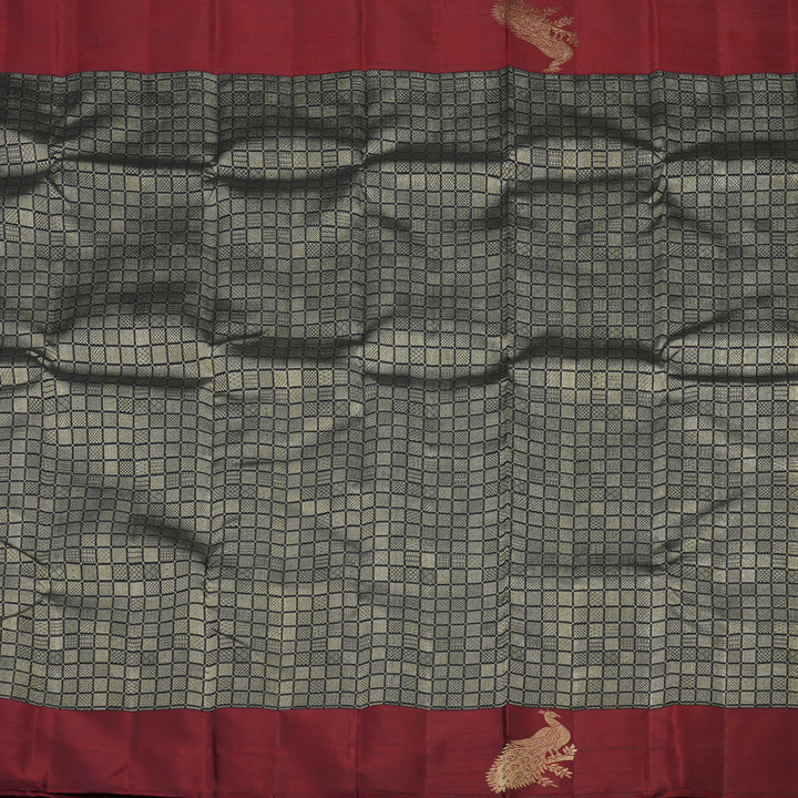 Hayagrivas Handloom Pure Kanjivaram Silk Saree in Intense Black KBE552F20-1