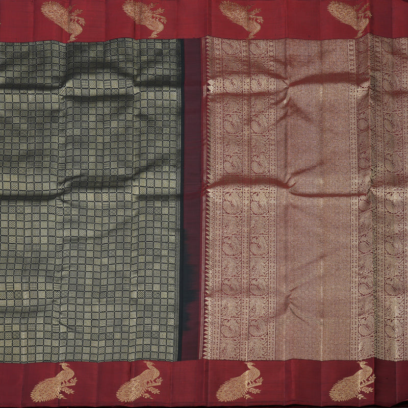 Hayagrivas Handloom Pure Kanjivaram Silk Saree in Intense Black KBE552F20-1