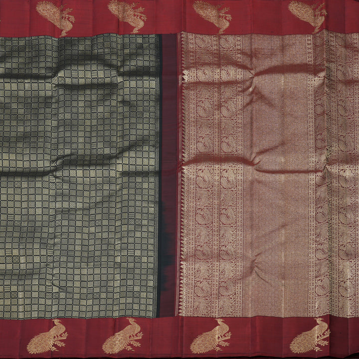 Hayagrivas Handloom Pure Kanjivaram Silk Saree in Intense Black KBE552F20-1