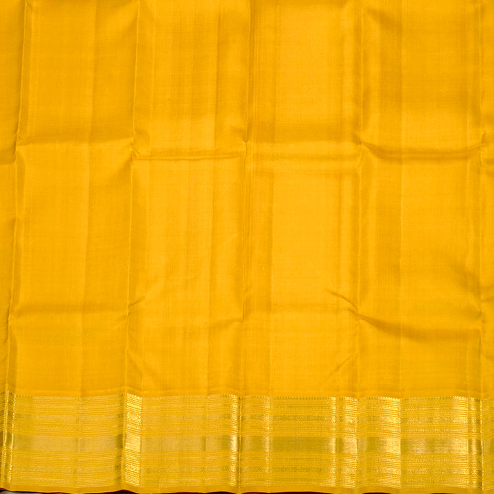 Hayagrivas Handloom Kanjivaram Pattu Pavadai in Magenta with Mango Yellow KBE552F31-1
