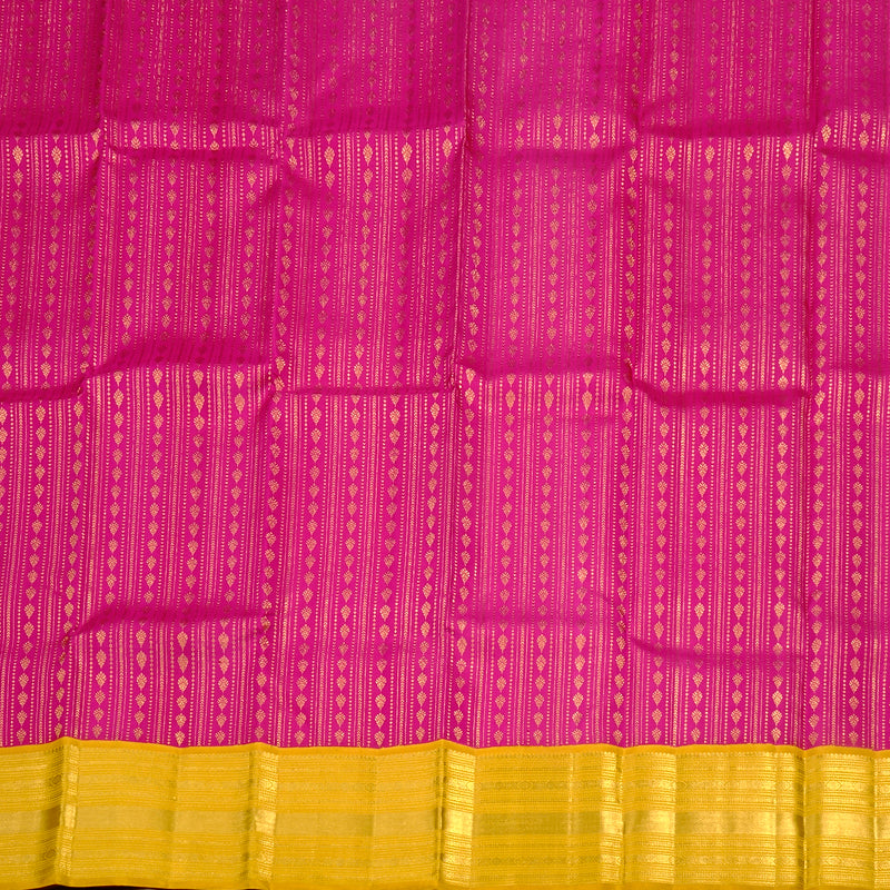 Hayagrivas Handloom Kanjivaram Pattu Pavadai in Magenta with Mango Yellow KBE552F31-1