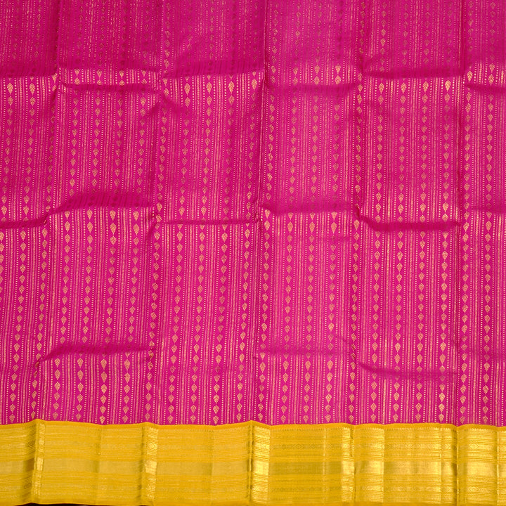 Hayagrivas Handloom Kanjivaram Pattu Pavadai in Magenta with Mango Yellow KBE552F31-1