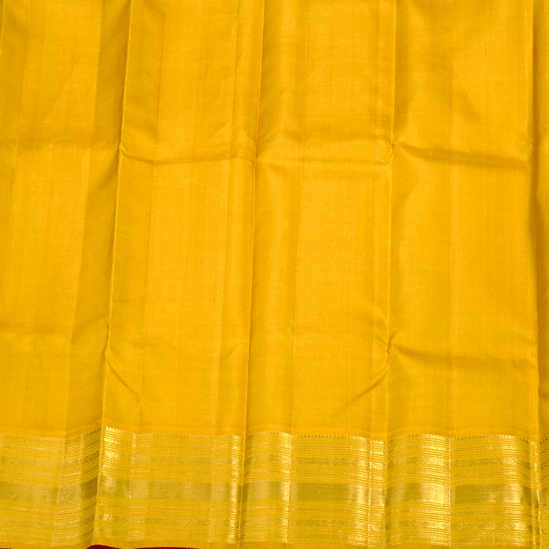Hayagrivas Handloom Kanjivaram Pattu Pavadai in Maroon with Mango Yellow KBE552F31-2