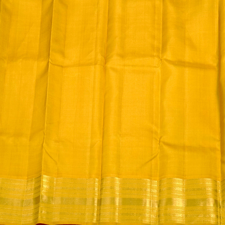 Hayagrivas Handloom Kanjivaram Pattu Pavadai in Maroon with Mango Yellow KBE552F31-2