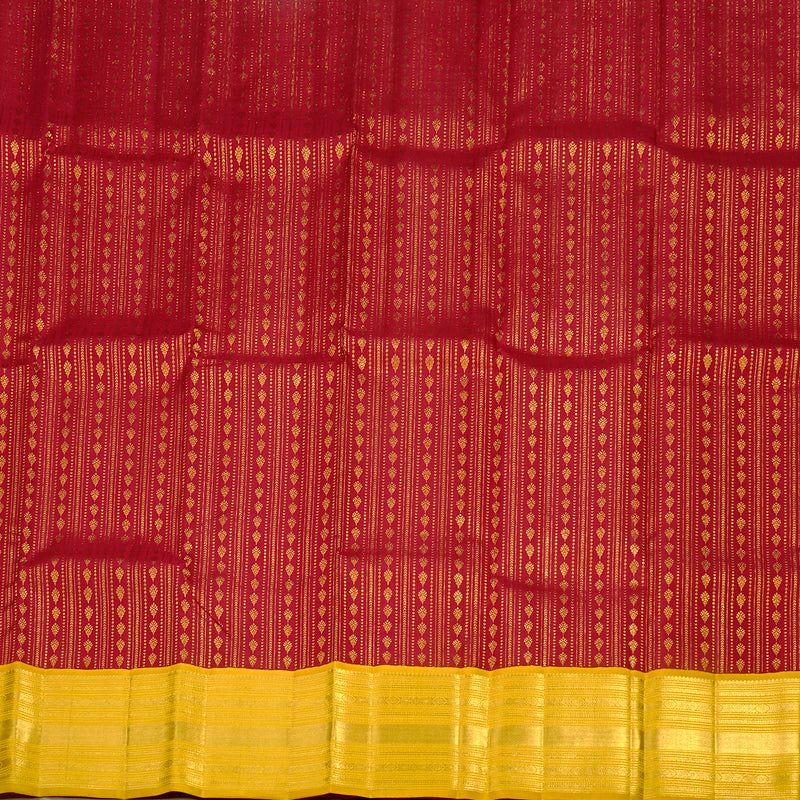 Hayagrivas Handloom Kanjivaram Pattu Pavadai in Maroon with Mango Yellow KBE552F31-2