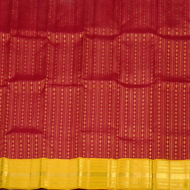 Hayagrivas Handloom Kanjivaram Pattu Pavadai in Maroon with Mango Yellow KBE552F31-2