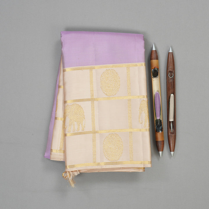 Hayagrivas Handloom Pure Kanjivaram Silk Saree in Graceful Lavender KBE552F5-1