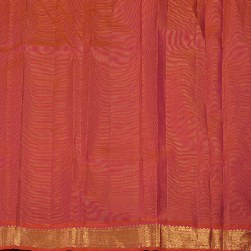 Hayagrivas Handloom Multicolour Kanjivaram Silk Saree with Orangish-Pink Border KBE554F5-1