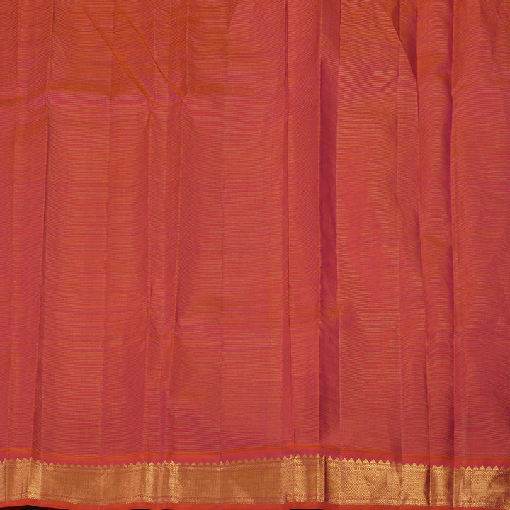 Hayagrivas Handloom Multicolour Kanjivaram Silk Saree with Orangish-Pink Border KBE554F5-1