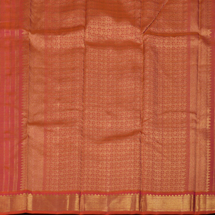 Hayagrivas Handloom Multicolour Kanjivaram Silk Saree with Orangish-Pink Border KBE554F5-1