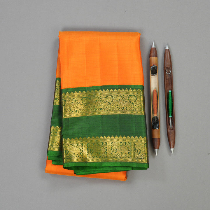 Hayagrivas Handloom Pure Kanjivaram Silk Saree in Striking Mango Yellow KBE558F1-1