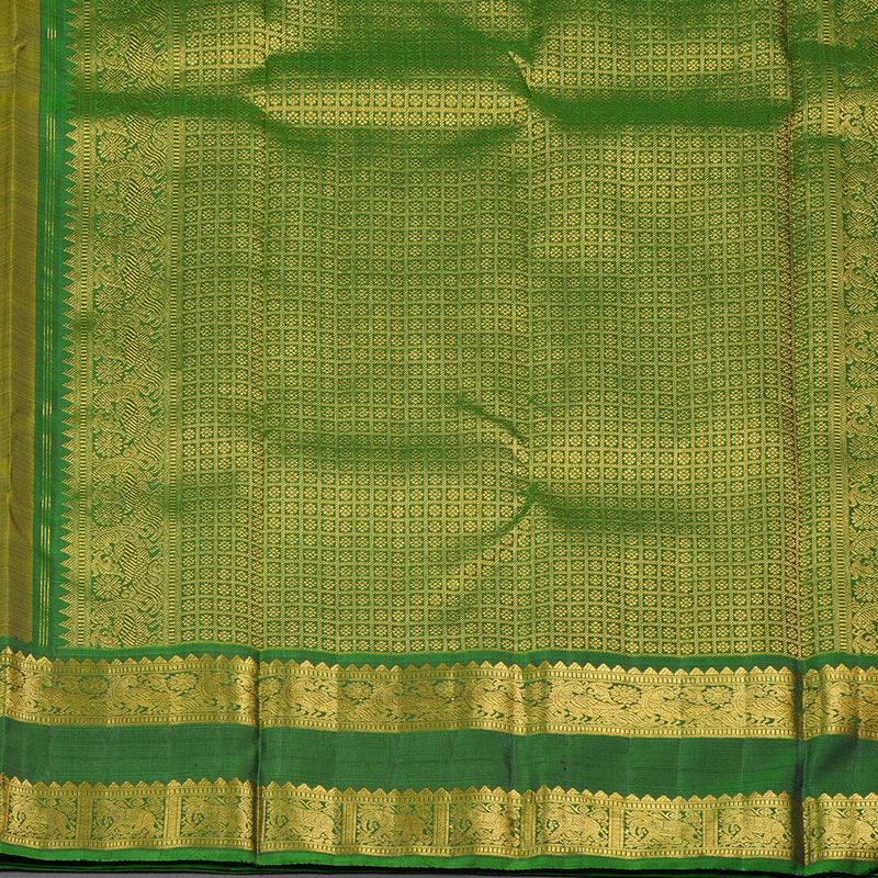 Hayagrivas Handloom Pure Kanjivaram Silk Saree in Striking Mango Yellow KBE558F1-1