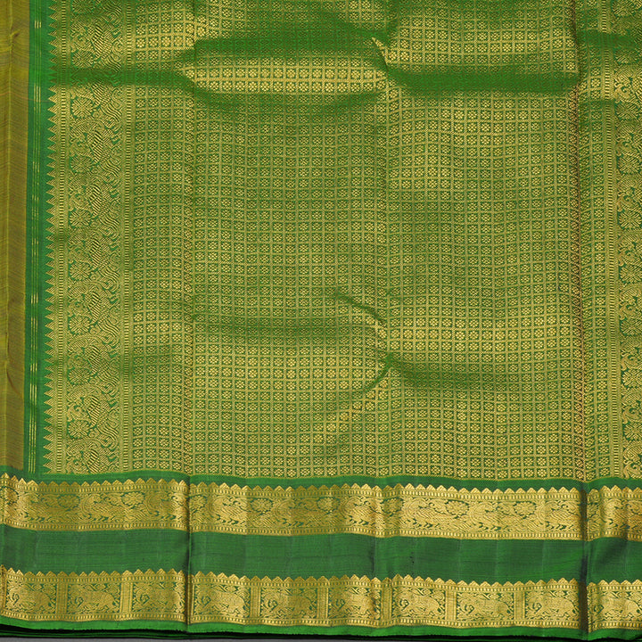 Hayagrivas Handloom Pure Kanjivaram Silk Saree in Striking Mango Yellow KBE558F1-1